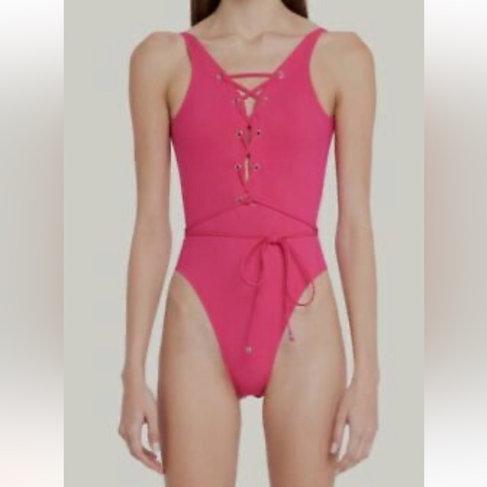 Alaia pink laced swimsuit